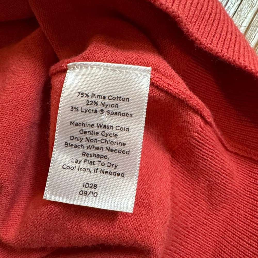 TALBOTS | Pima Cotton | Coral Button-Up Cardigan | 3/4 sleeves | soft & stretchy - Picture 5 of 6